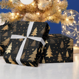 Papel De Regalo Navidades De Lujo Negra Y Oro