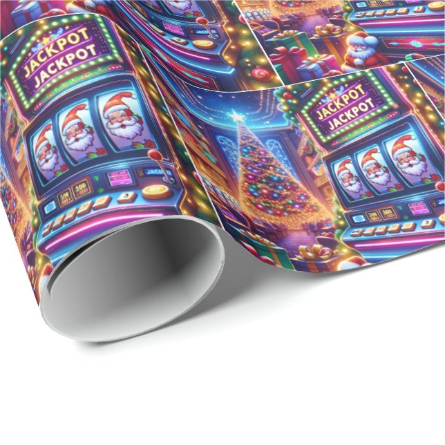 Papel De Regalo Navidades de Máquinas Tragaperras de Santa Casino (Esquina del rollo)