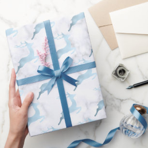 Papel De Regalo Navidades de mármol blanco azul bebe