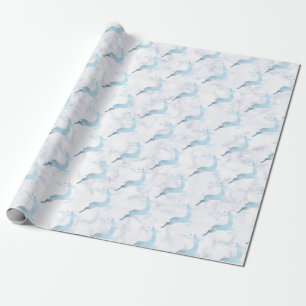 Papel De Regalo Navidades de mármol blanco azul bebe