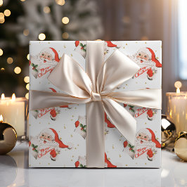 Papel De Regalo Navidades de mediados del siglo XX Caroling Santa 