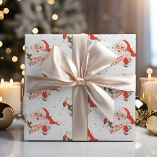 Papel De Regalo Navidades de mediados del siglo XX Caroling Santa