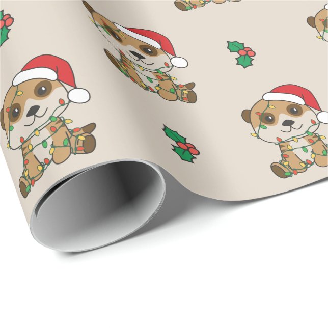 Papel De Regalo Navidades de Meerkat Animales De Invierno Vacacion (Esquina del rollo)