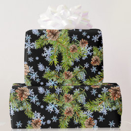 Papel De Regalo Navidades de mejor calidad Snowflakes Pinecones Bl