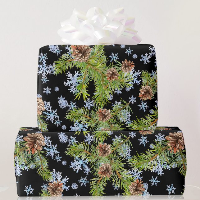 Papel De Regalo Navidades de mejor calidad Snowflakes Pinecones Bl (Subido por el creador)