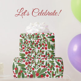 Papel De Regalo Navidades de Mistletoe y Hollyberries