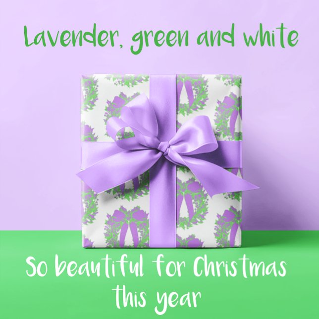 Papel De Regalo Navidades de moda escriben blanco morado verde (Stylish, contemporary wrapping paper for Christmas!)