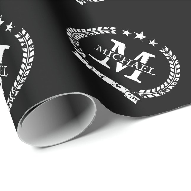 Papel De Regalo Navidades de monograma de nombres personalizados d (Esquina del rollo)