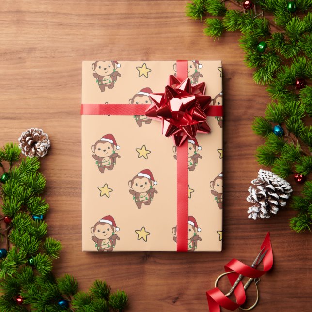 Papel De Regalo Navidades de monos Animales de Invierno Monos Envo (Regalo de vacaciones)