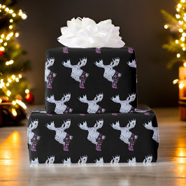 Papel De Regalo Navidades de Moose de acuarela clásicas