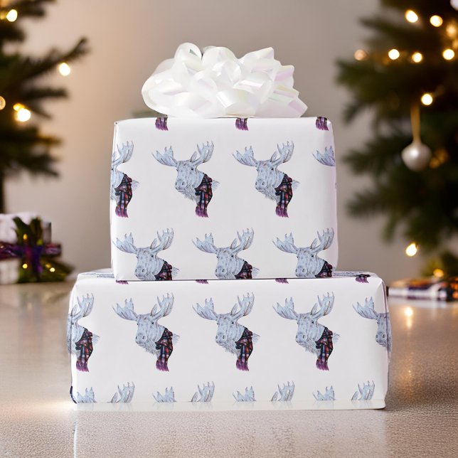 Papel De Regalo Navidades de Moose de acuarela clásicas (Subido por el creador)