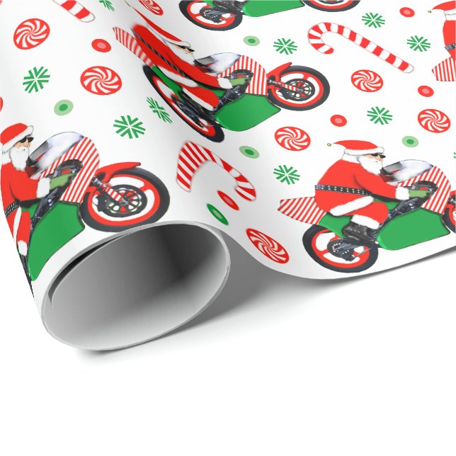 Papel De Regalo Navidades de motocicleta (Esquina del rollo)