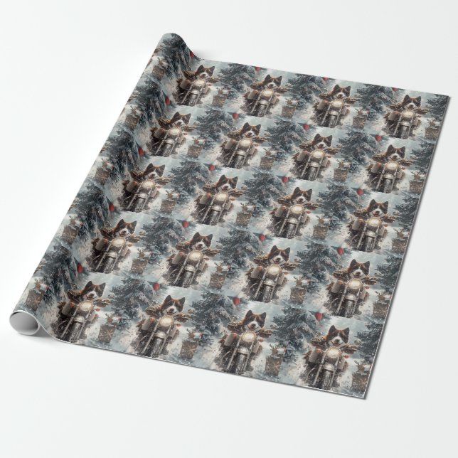 Papel De Regalo Navidades de motocicletas de American Akita Dog Ri (Desenrollado)