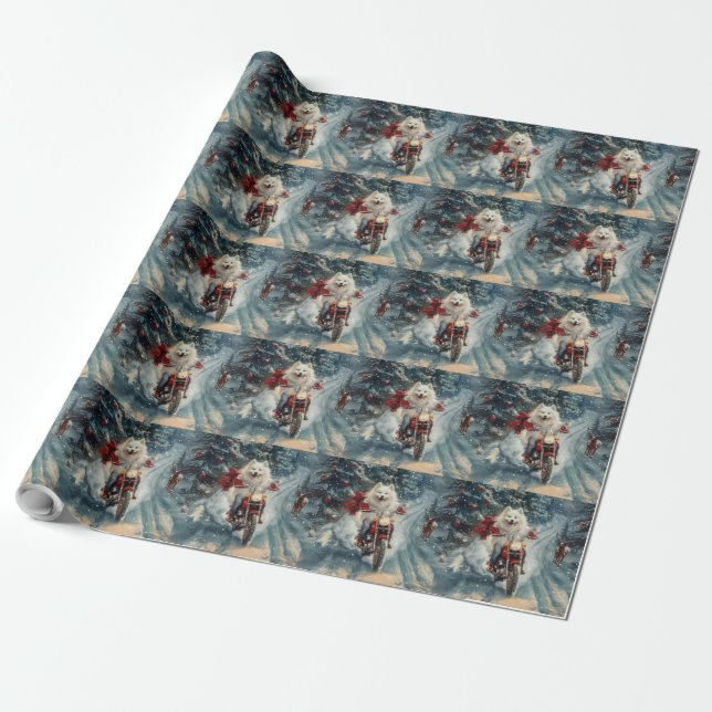 Papel De Regalo Navidades de motociclismo en esquimal americano (Desenrollado)