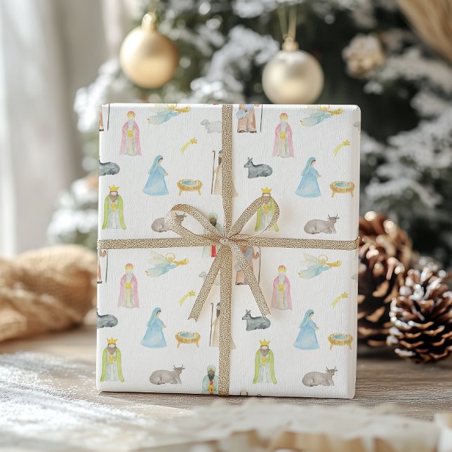 Papel De Regalo Navidades de Natividad de Acuarela (Subido por el creador)