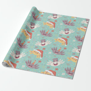 Papel De Regalo Navidades de Navidad de Axolotl lindo patrón anim