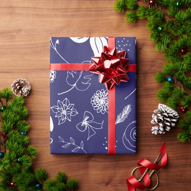 Papel De Regalo Navidades de Navy Blue (Regalo de vacaciones)