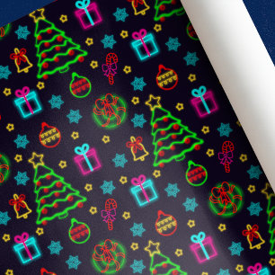 Papel De Regalo Navidades de Neon Lights de colores modernos
