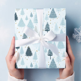 Papel De Regalo Navidades de Nieve azul y blanca
