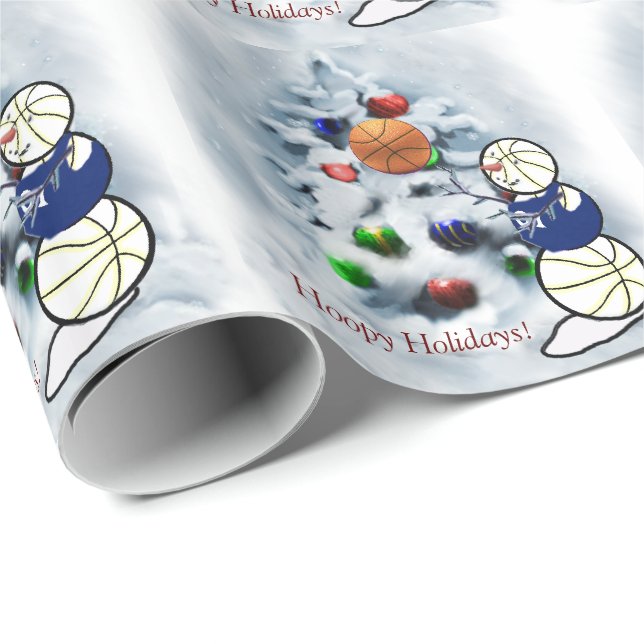Papel De Regalo Navidades de Nieve de Baloncesto (Esquina del rollo)