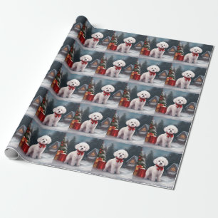 Papel De Regalo Navidades de Nieve de Bichon Frise Dog