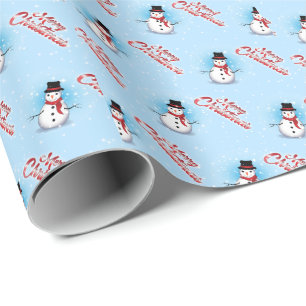 Papel De Regalo Navidades de nieve tradicionales en AZUL LUMINOSO