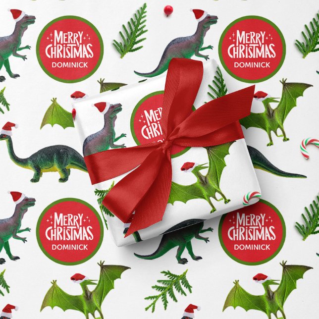 Papel De Regalo Navidades de nombres personalizados de dinosaurios (Subido por el creador)