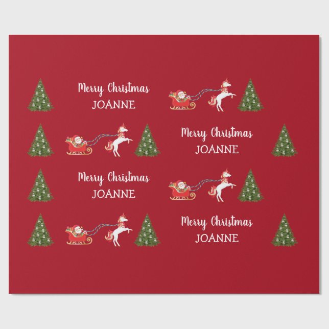 Papel De Regalo Navidades de nombres personalizados de Santa Unico (Superficie plana)
