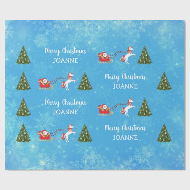 Papel De Regalo Navidades de nombres personalizados de Santa Unico (Superficie plana)