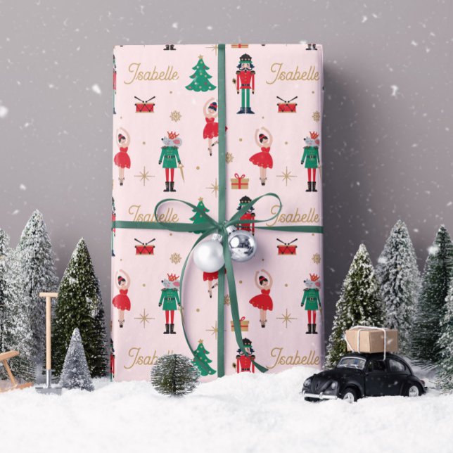 Papel De Regalo Navidades de nombres personalizados rosados del ba (Subido por el creador)