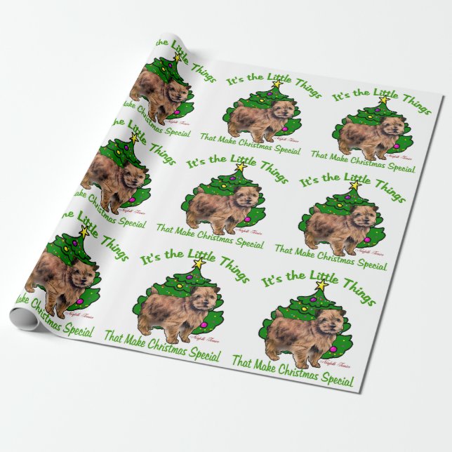 Papel De Regalo Navidades de Norfolk Terrier (Desenrollado)