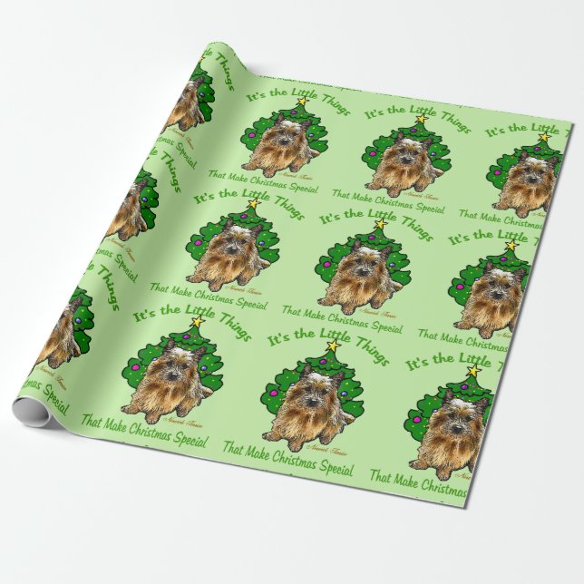 Papel De Regalo Navidades de Norwich Terrier (Desenrollado)