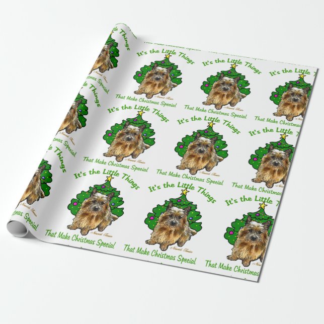 Papel De Regalo Navidades de Norwich Terrier (Desenrollado)