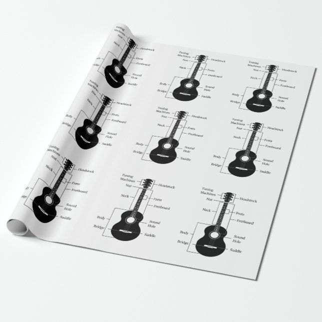 Papel De Regalo Navidades de notas musicales de Guitars eléctricos (Desenrollado)
