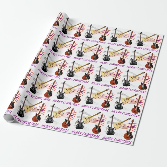 Papel De Regalo Navidades de notas musicales de Guitars eléctricos (Desenrollado)