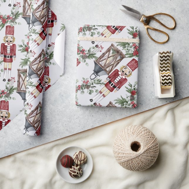 Papel De Regalo Navidades de Nutcracker Pine Holly Lantern (Artesanía)