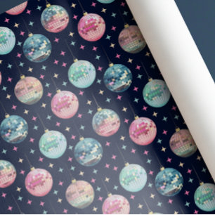 Papel De Regalo Navidades de Ornamentos Coloridos Pastel Disco Bal