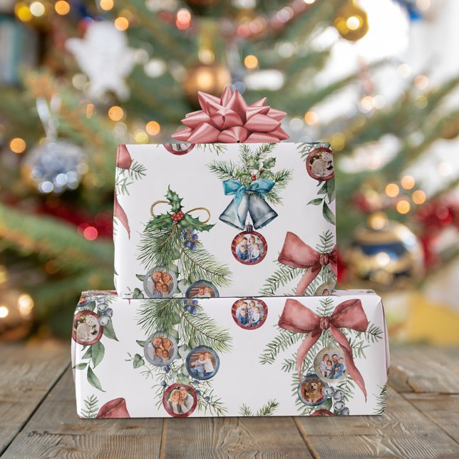 Papel De Regalo Navidades de ornamentos de fotos familiares (Subido por el creador)