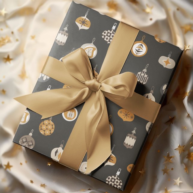 Papel De Regalo Navidades de ornamentos modernos de Retro Mid Cent (Subido por el creador)