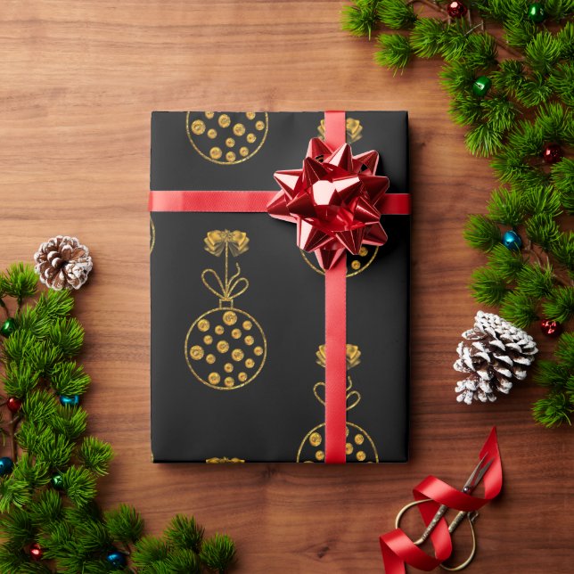 Papel De Regalo Navidades de oro bautizan en negro (Regalo de vacaciones)