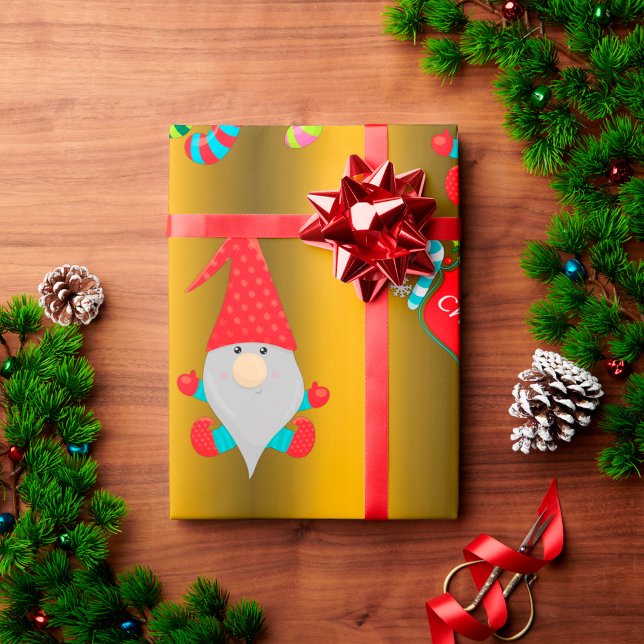 Papel De Regalo Navidades de oro de Cute Gnomes (Subido por el creador)