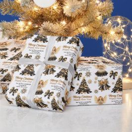 Papel De Regalo Navidades de oro negro