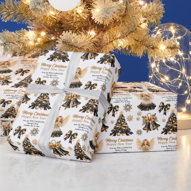 Papel De Regalo Navidades de oro negro (Vacaciones)