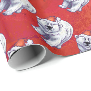 Papel De Regalo Navidades De Oso Polar En Rojo