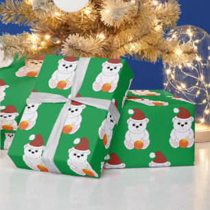 Papel De Regalo Navidades de oso polar Santa hat lindo patrón verd