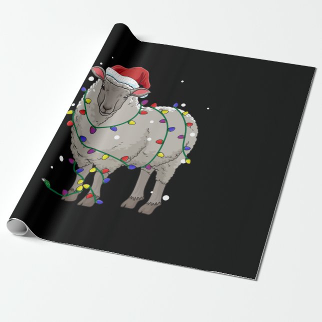 Papel De Regalo Navidades de ovejas divertidas | Regalo de Santa C (Desenrollado)