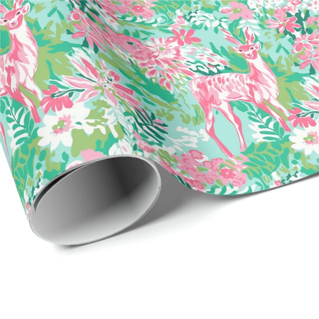 Papel De Regalo Navidades de Palm Beach Reindeer acuarela (Esquina del rollo)