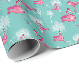 Papel De Regalo Navidades de palmeras blancas rosadas