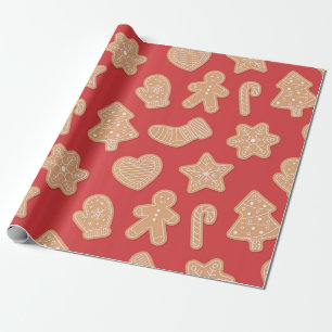 Papel De Regalo Navidades de pan de jengibre con un patrón de coci