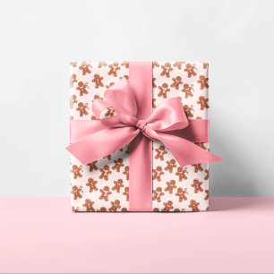 Papel De Regalo Navidades de pan de jengibre rosado de moda festiv